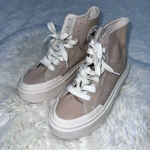 Converse Beige Canvas Platform High-Tops
